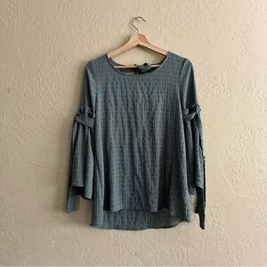 entro Olive Green Textured Tie-Sleeve Blouse